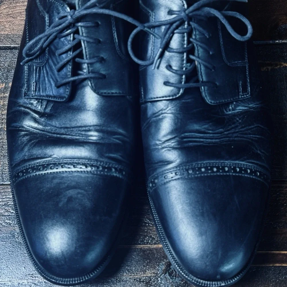 J. Murphy by Johnston & Murphy Leather Lace Up Shoes Men's Size 13 M Black India - Picture 8 of 12